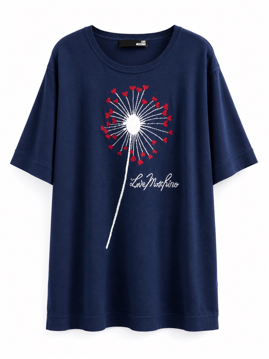 Moschino Navy Mini Dress With Red & White Dandelion Heart